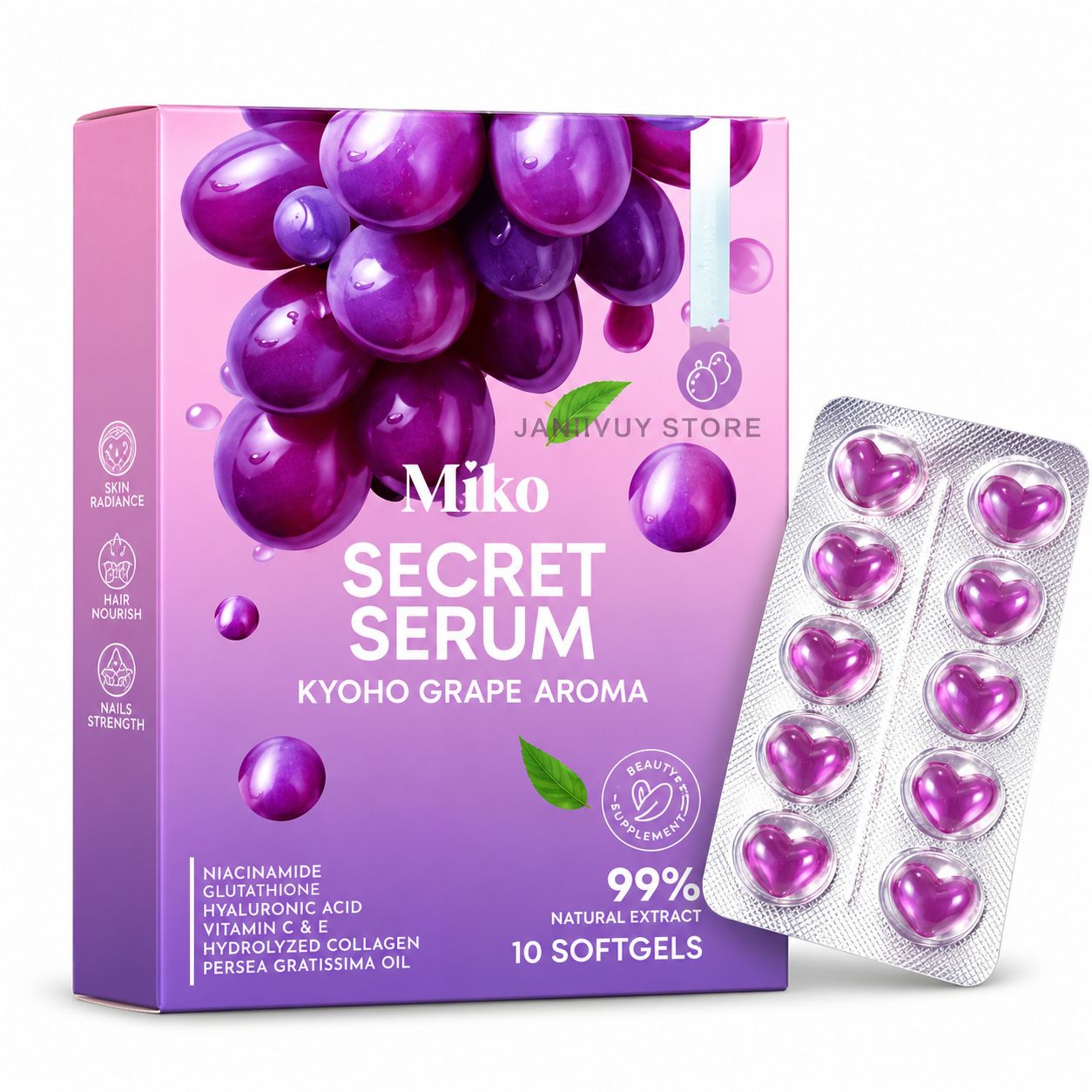 MIKO SECRET SERUM – 10 Softgel (Kyoho Grape Scent) MIKO SECRET SERUM – 10 Softgel (Kyoho Grape Scent)