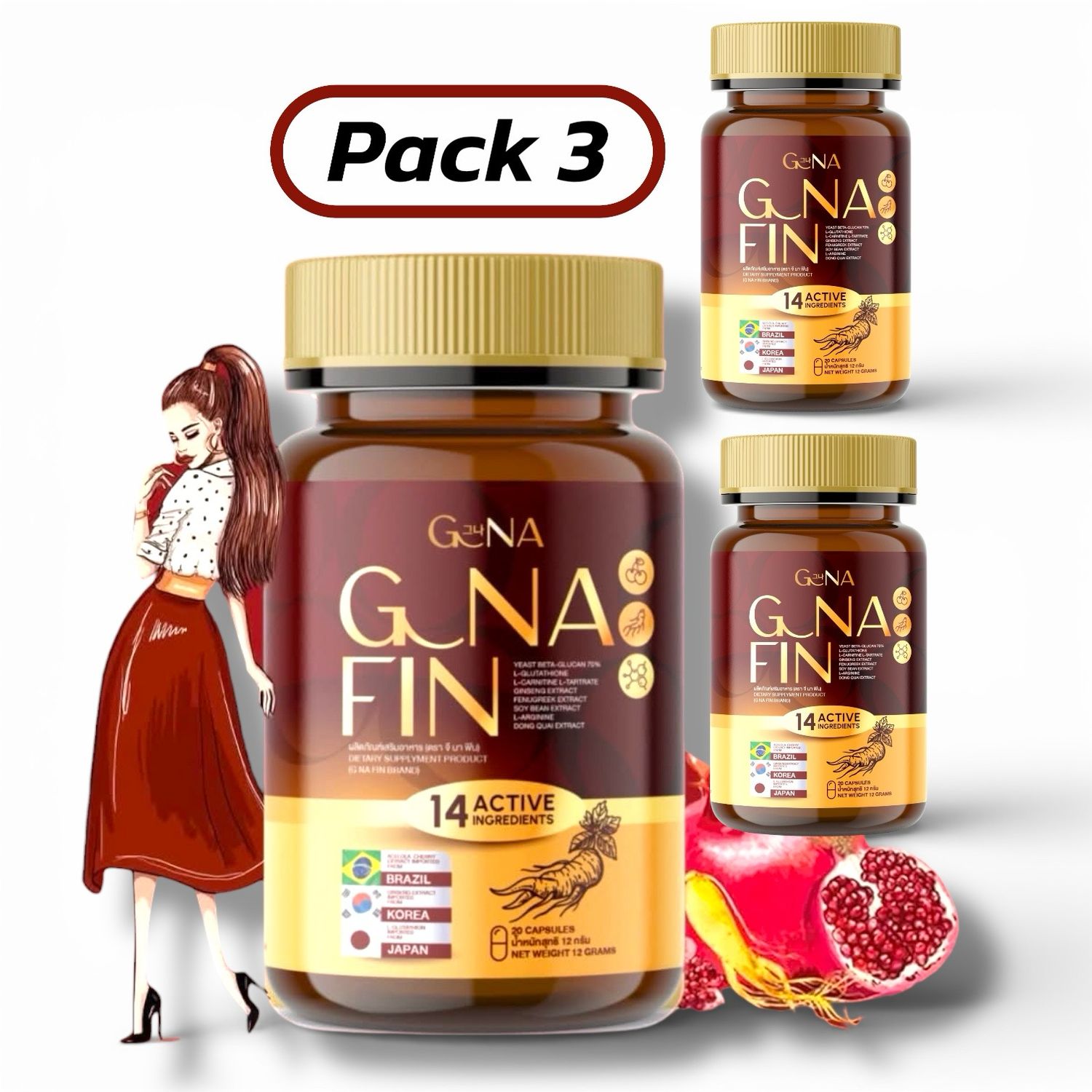 3x G Na Fin for Lady – 20 Capsules (3 Bottles)
