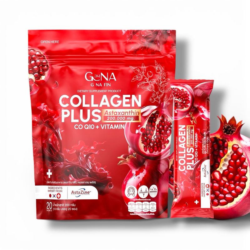 G NA FIN Collagen Plus Astaxanthin + CoQ10 + Vitamins (20 Sachets)