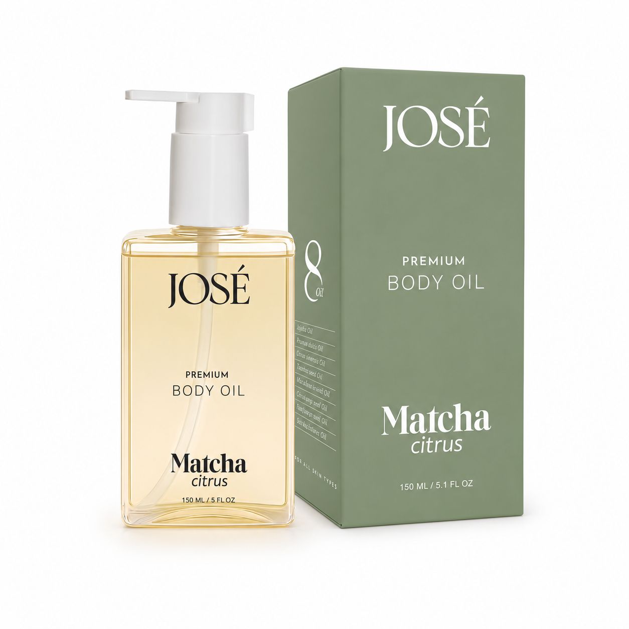 JOSE’ PREMIUM BODY OIL Matcha Citrus – 150ml JOSE’ PREMIUM BODY OIL Matcha Citrus – 150ml