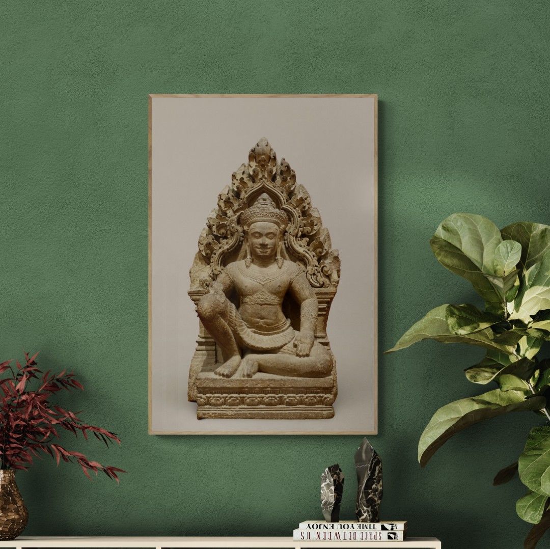 Cambodia - Seated stone figure in an niche – Bantey Srei style – 10th century