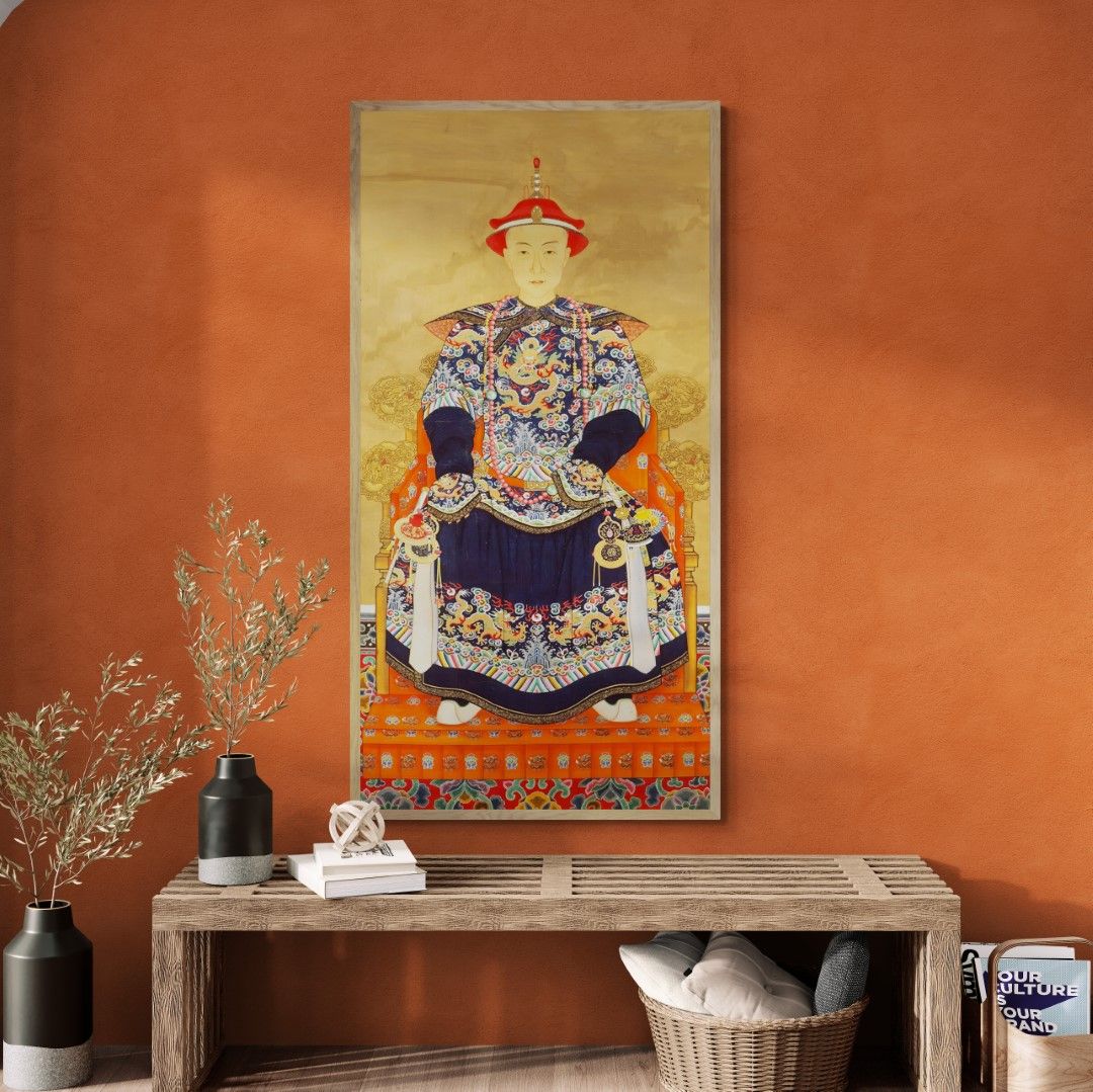 China - Silk painting of Chinese emperor, 19th century