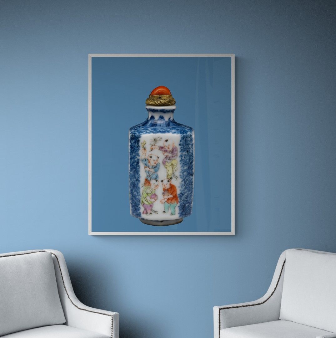 China – Snuff bottle – Porcelain - 19th century