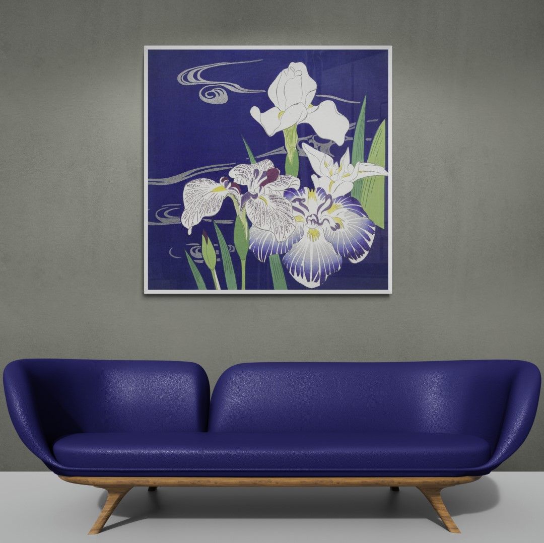 Japan - Iris flowers, woodblock print, 19th century