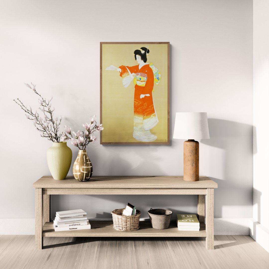 Japan – Geisha in orange, dated 1936