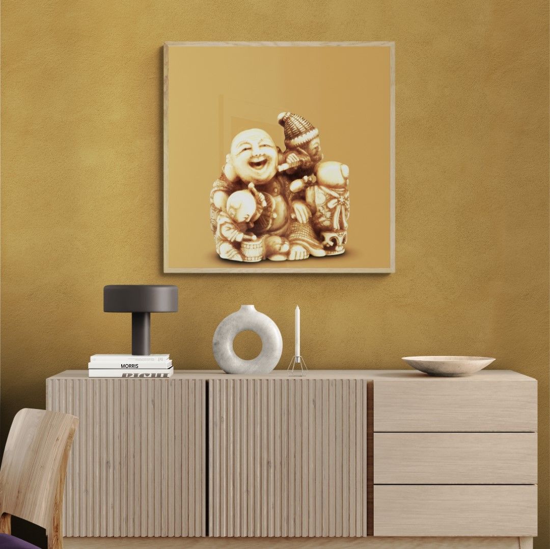 Japan – Netsuke – A musical family, ivory, 19th-century