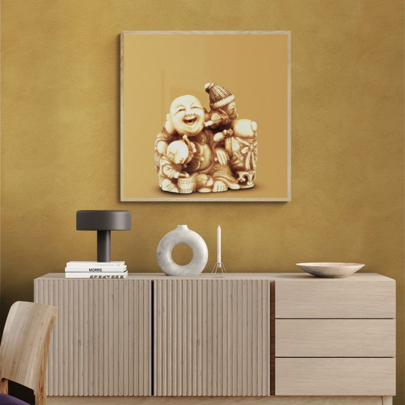 Japan – Netsuke – A musical family, ivory, 19th-century