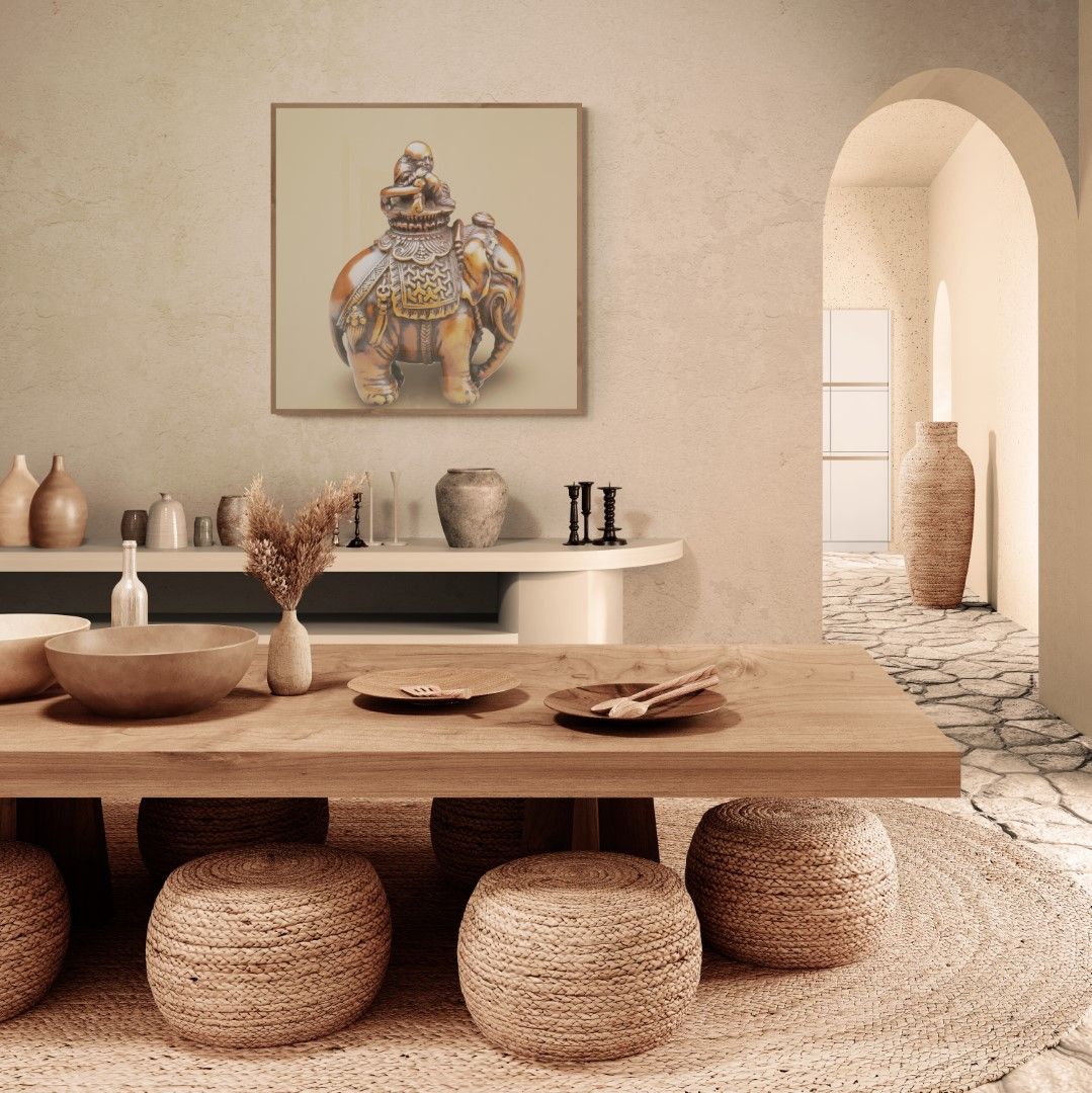 Japan – Netsuke – Old man on a elephant, ivory, Edo period