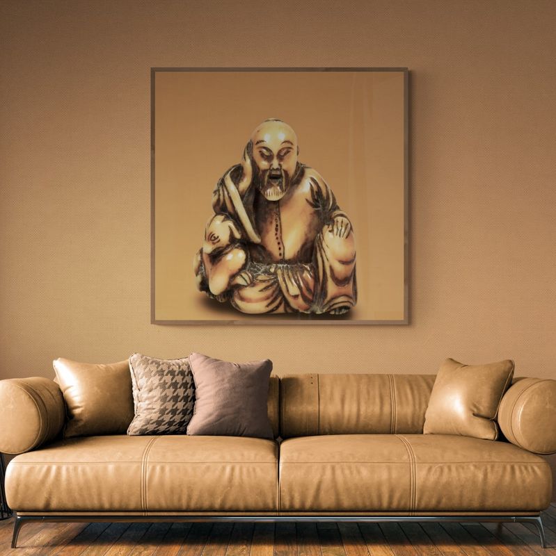 Japan – Netsuke – Old man with animal, ivory