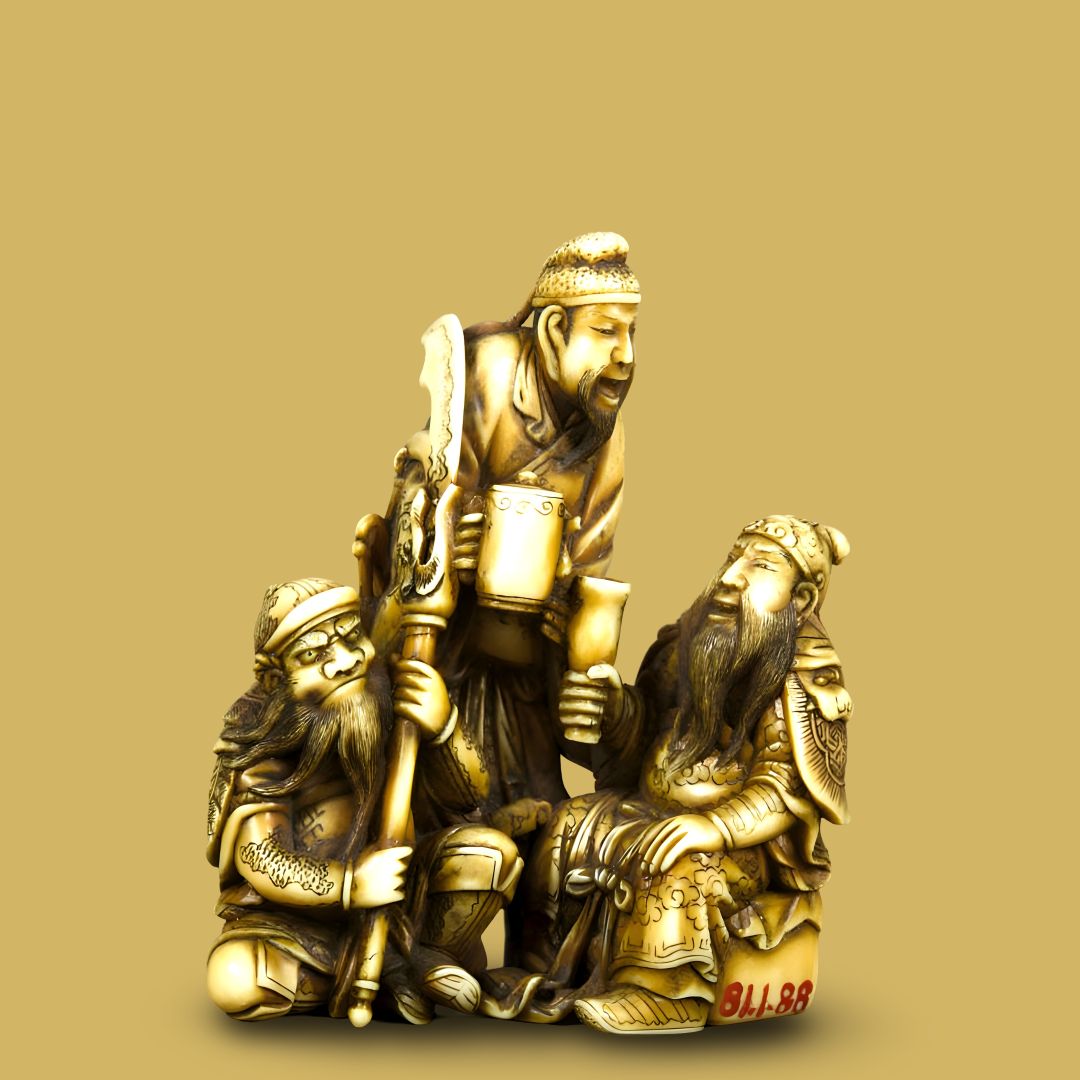 Japan – Netsuke – Group of old man, ivory,