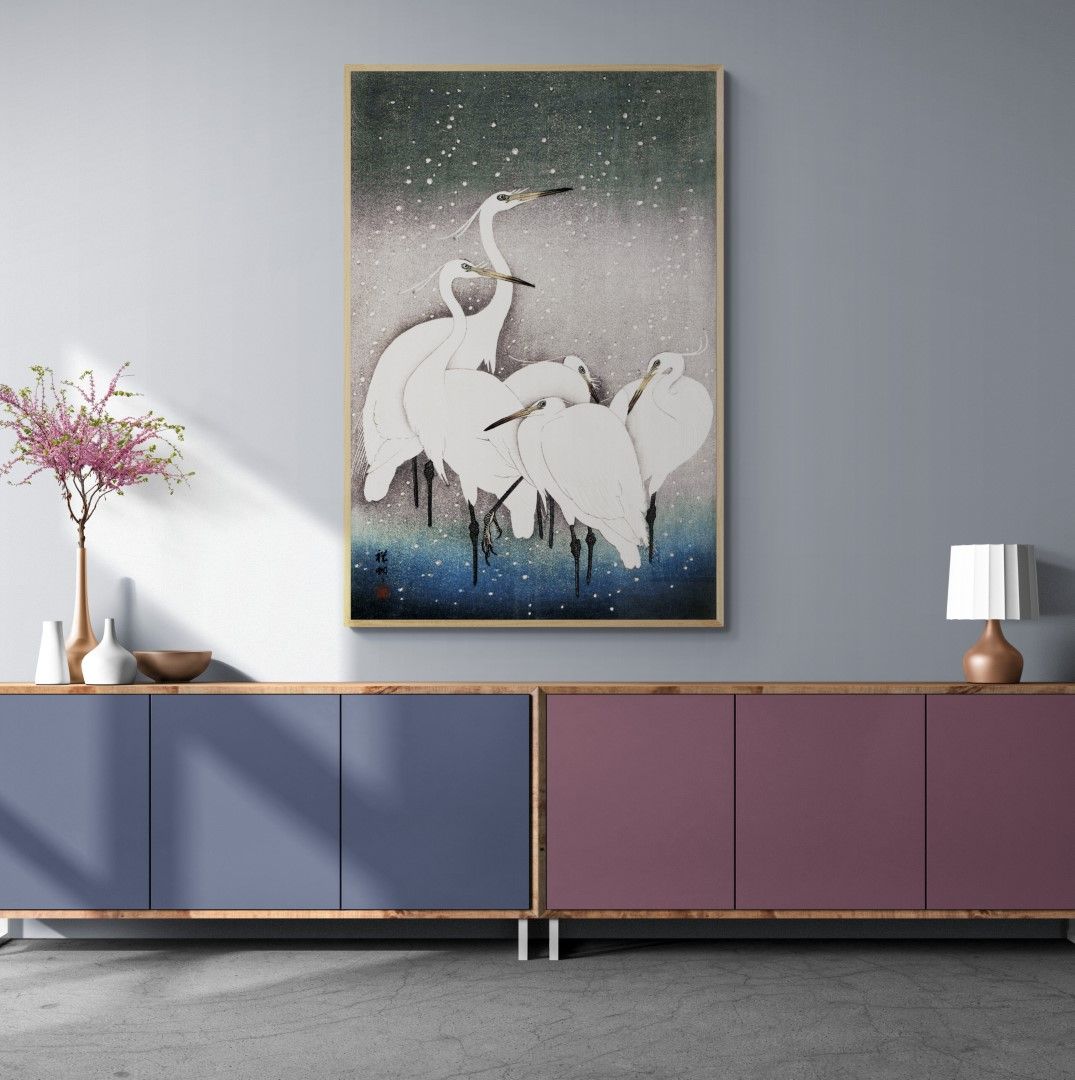 Japan – Painting  – Group of egrets, earley 20th-century