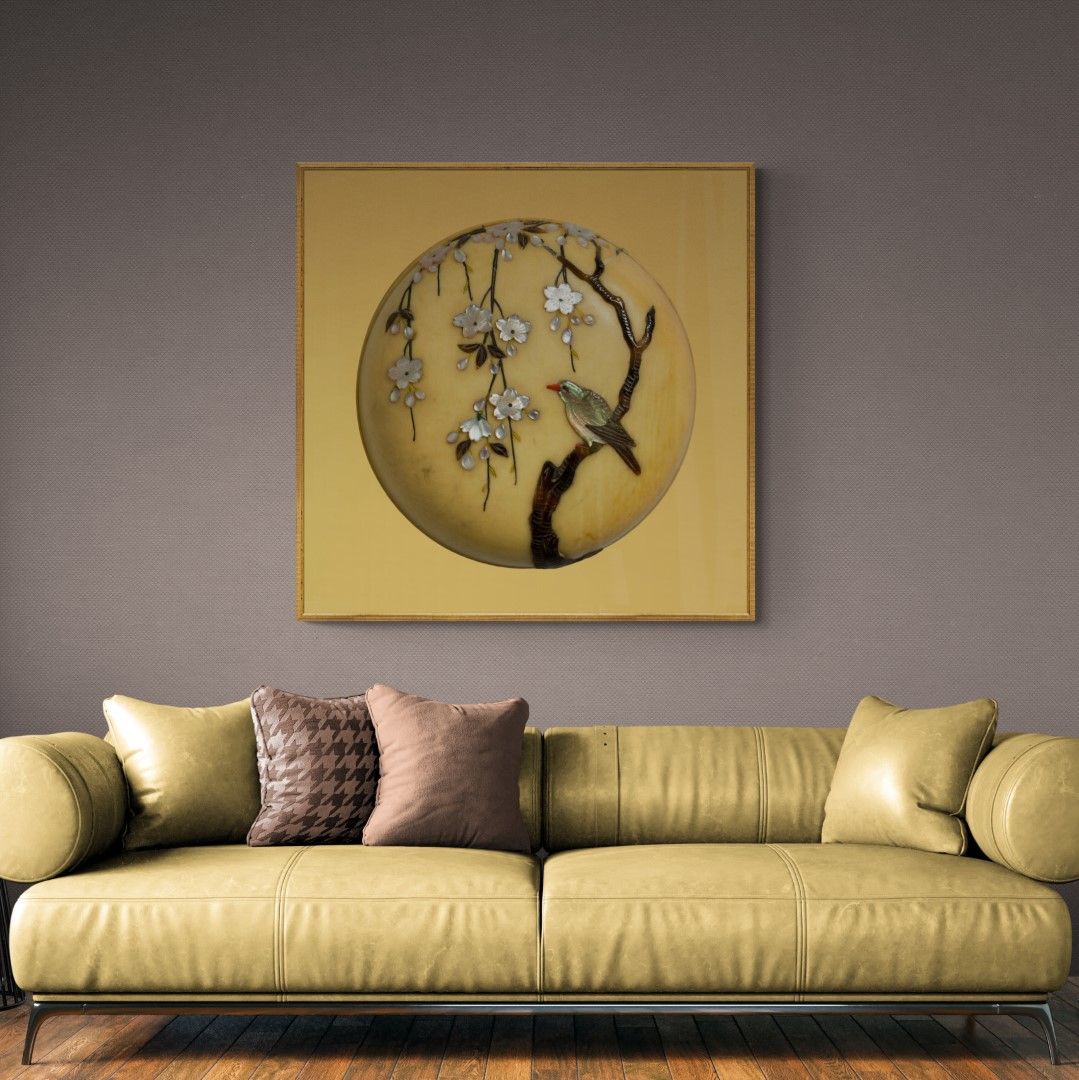 Japan – Various objects – Ivory plaquette with tree and bird, 18/19th-century