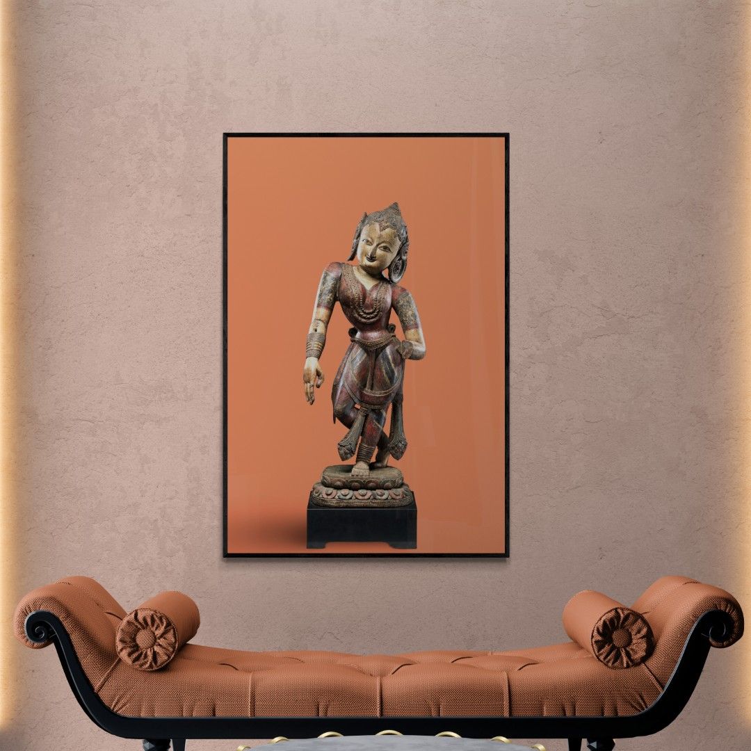 Nepal – Various objects – Wood sculpture of a dancer, 16th-century