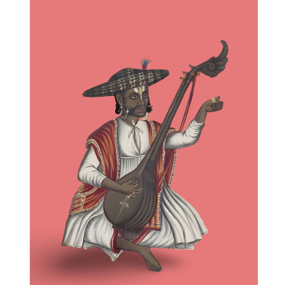 India – Paintings – Wall art – Photo – Specimen of musician in India – Dated 1837