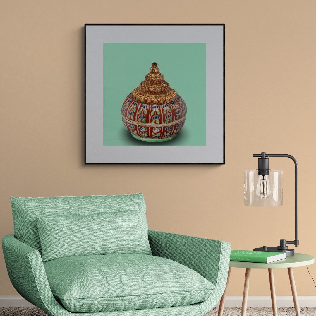 Thailand – Ceramics – Bencharong ware jar, with tiered cover, 19th-century