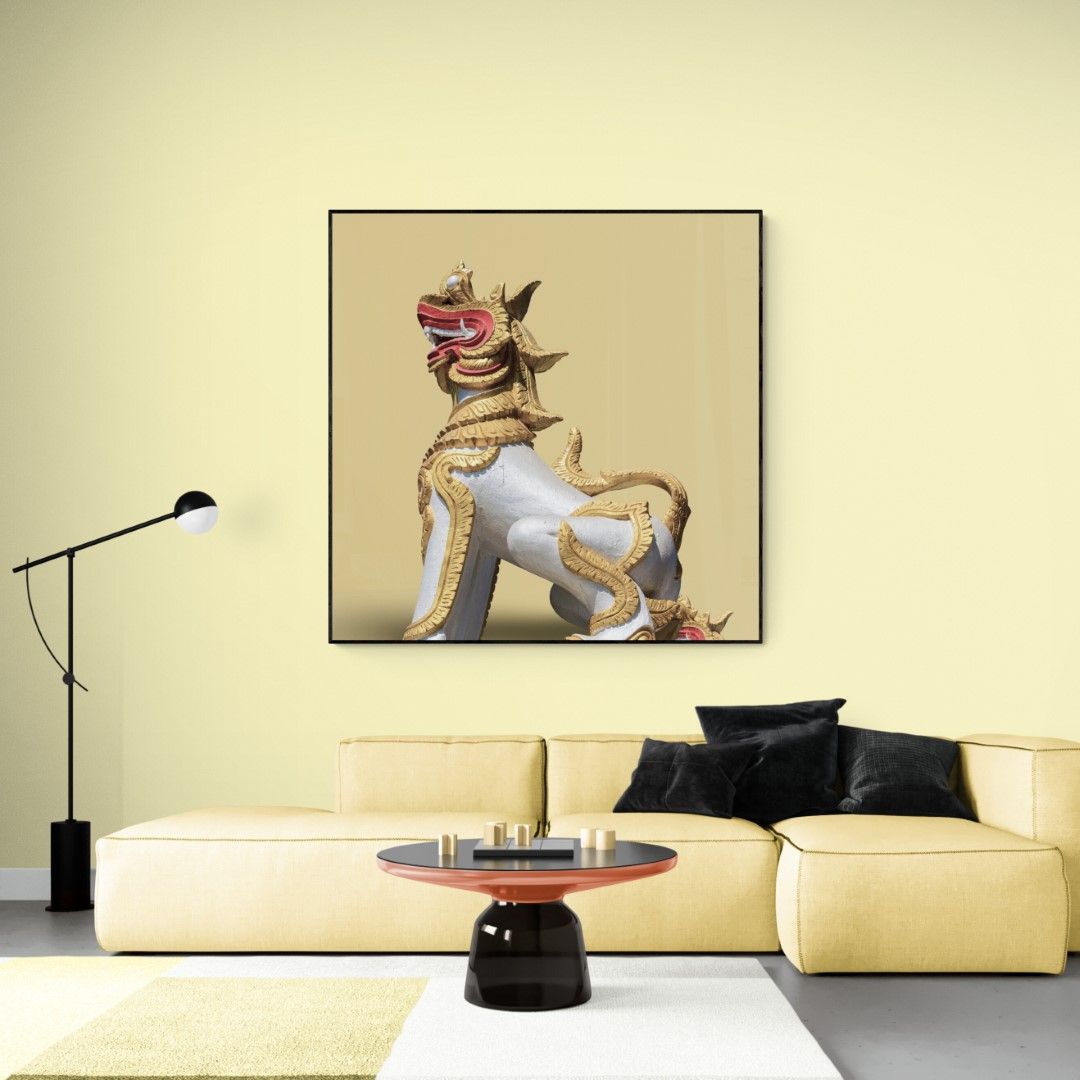 Thailand – Various objects – Mythical lion, painted wood sculpture Thailand – Various objects – Mythical lion, painted wood sculpture