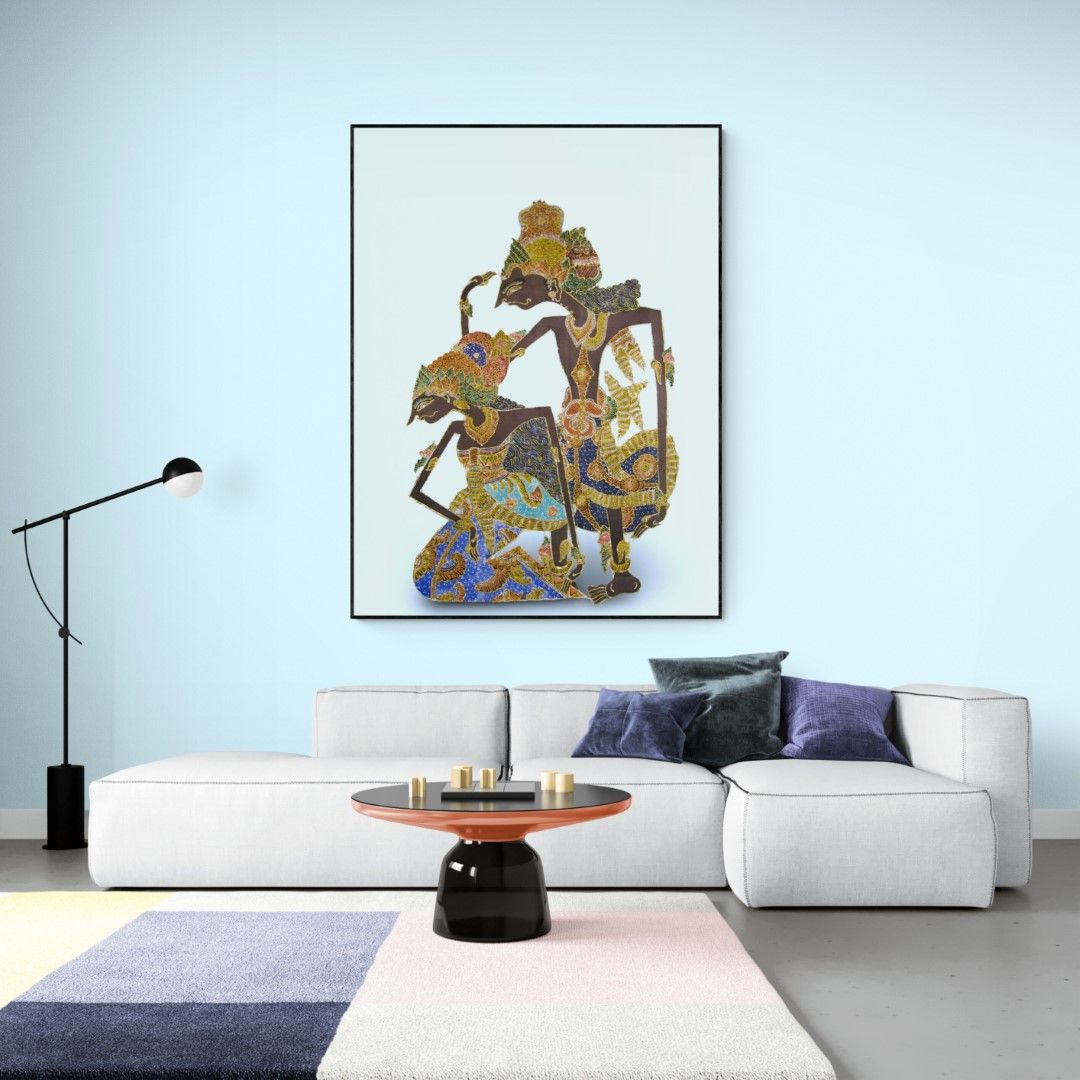 Indonesia – Paintings – Batik painting depicting Rama Sinta, Wayang figures