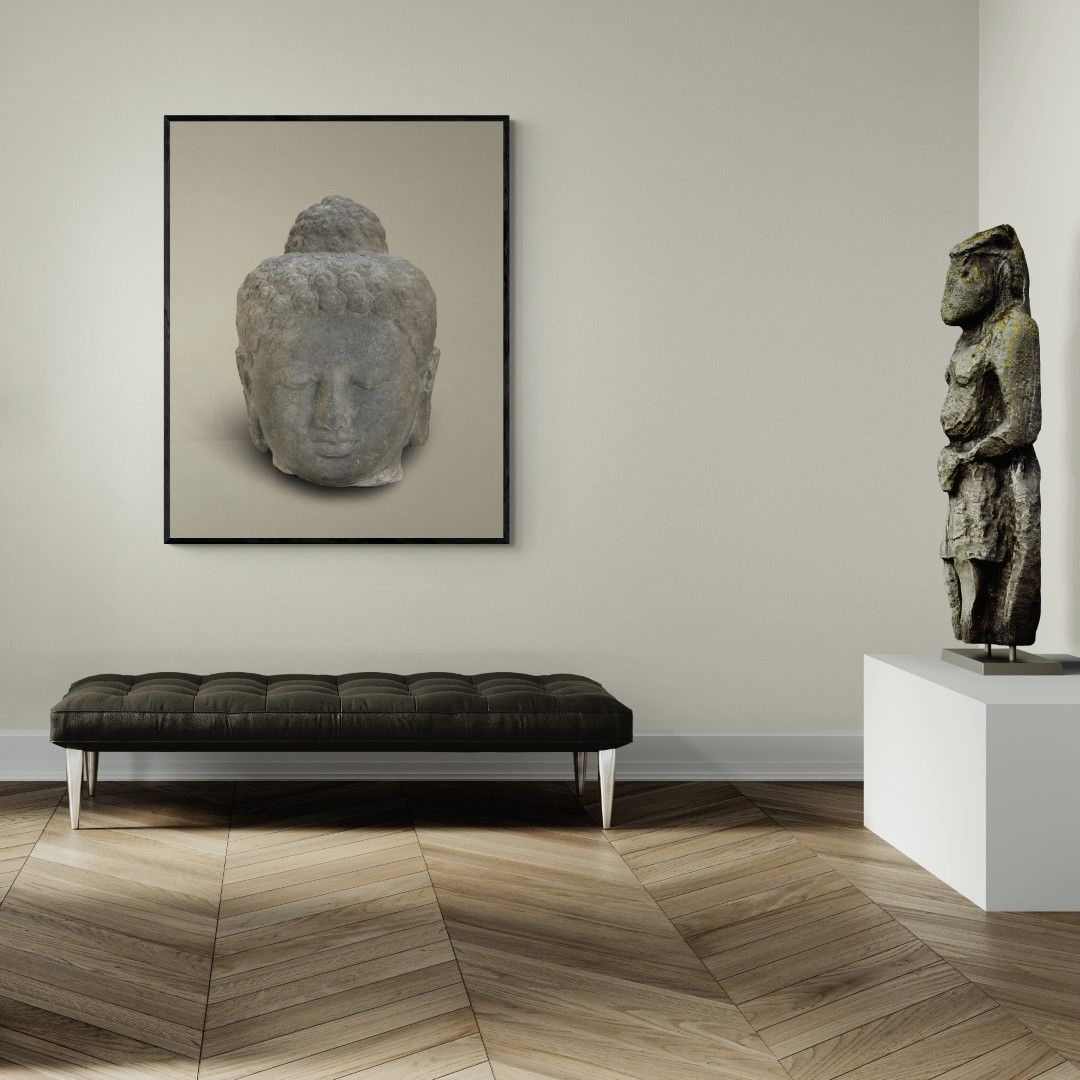 Indonesia – Buddha’s & deities – Stone Buddha head, Java, 12th-century