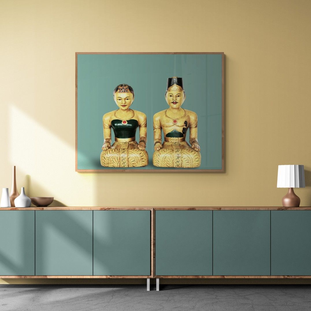 Indonesia – Statues – Wooden sculpture of a Balinese couple, early 20th-century