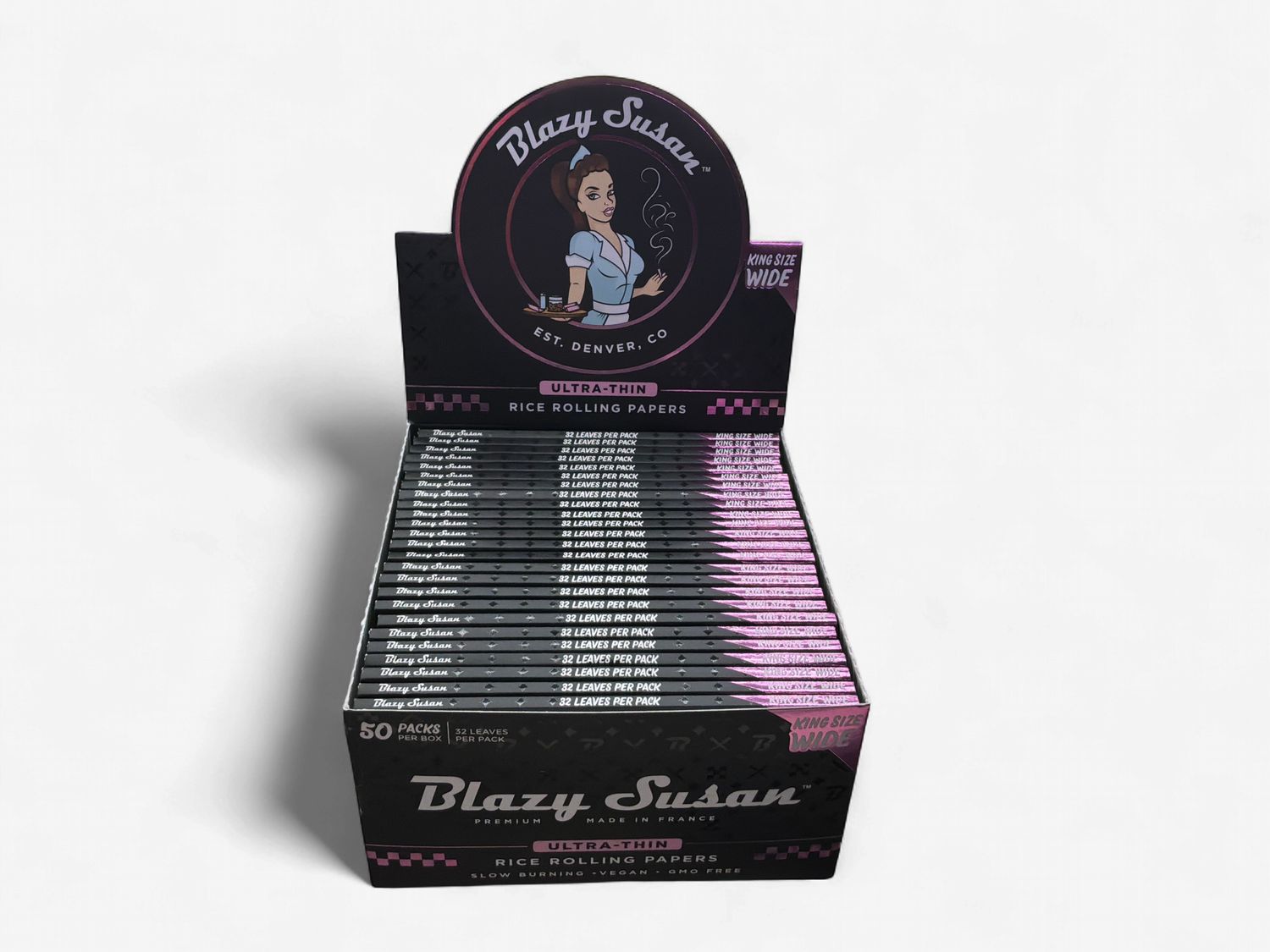Blazy Susan Pink Ultra Thin Rice Rolling Paper King Size Wide
