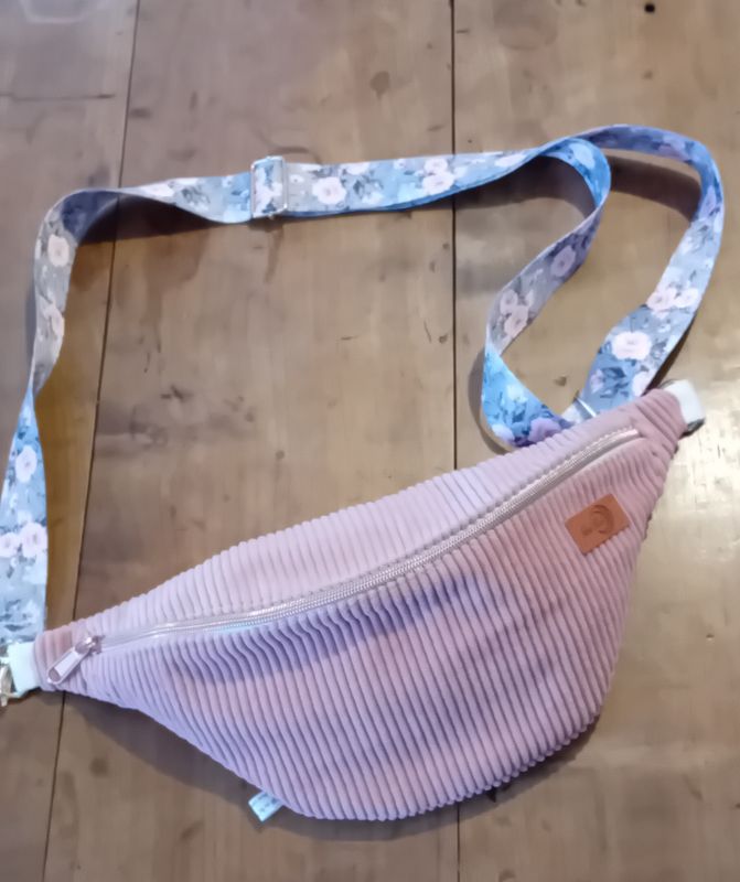 SAC BANANE CHLOE - TAILLE L - VELOURS COTES ROSE