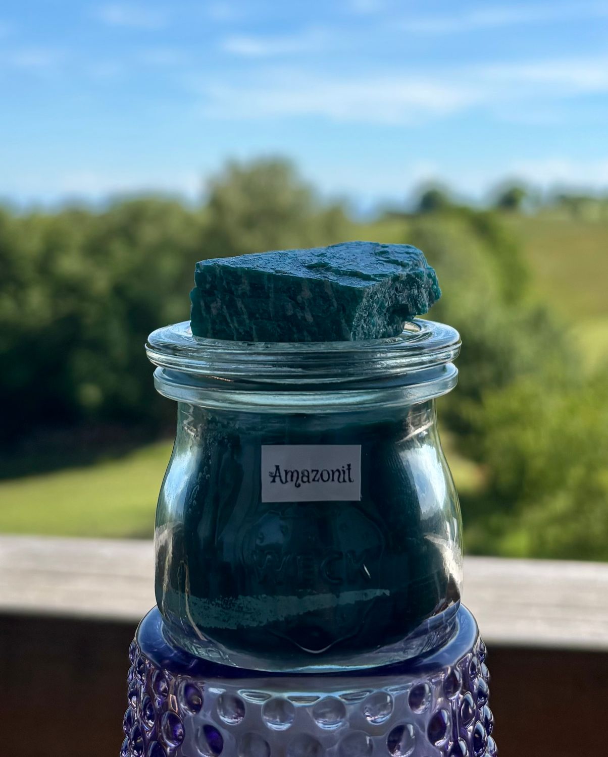 Amazonit Heilstein-Duftkerze