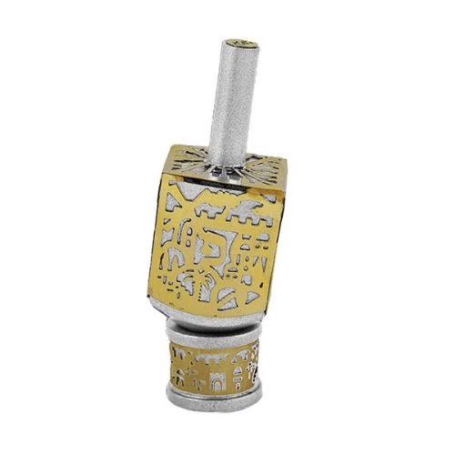 ALEF EM Dreidel Met Cutout Med