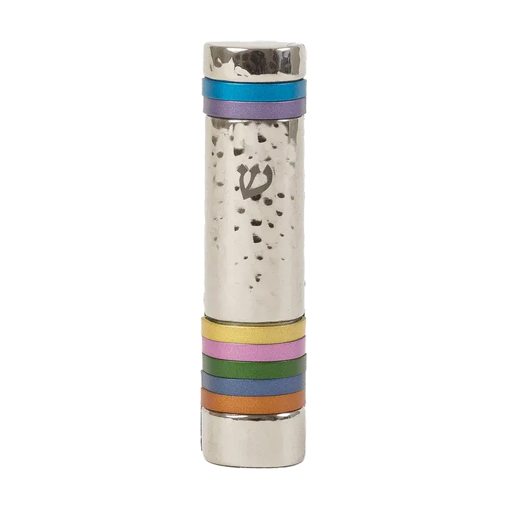 ALEF Emanuel Hammered Mezuzah with rings Choose Color