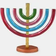 ALEF EM Anodized Chanukah Menorah Colorful