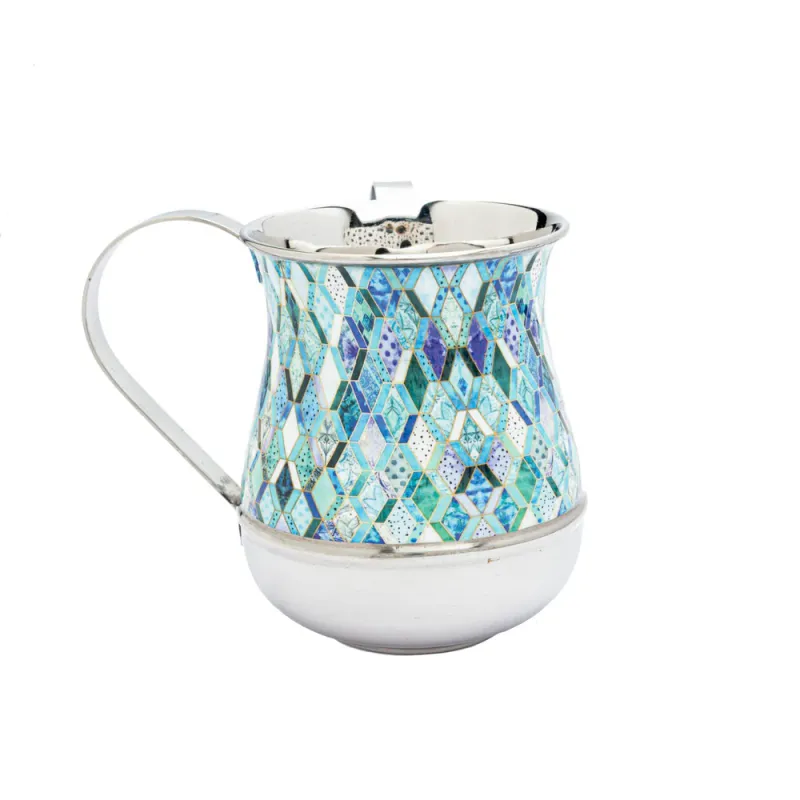 ALEF Emanuel Metal Wash Cup - Blue Abstract Design