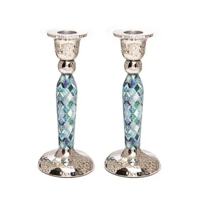 ALEF Emanuel Candlesticks w/Design 6.5"