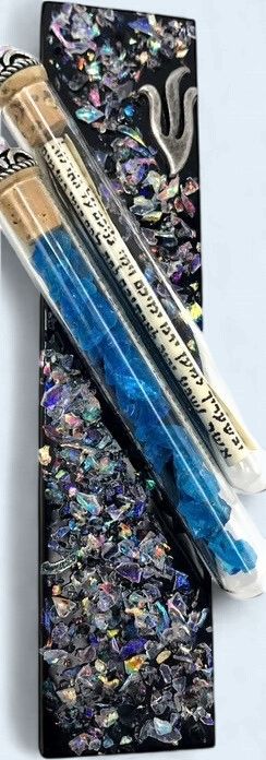 TAM Sparkling Jewels Wedding Glass Mezuzah - Gloss Black