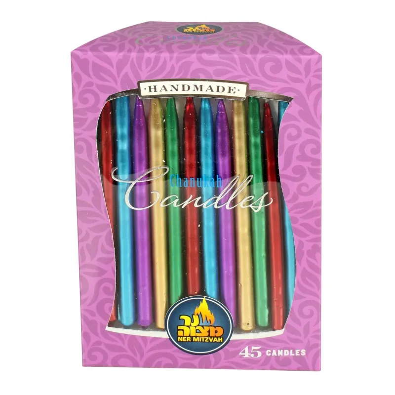 ALEF Metallic Multicolor Hanukkah Candles