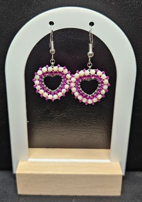 Perlenohrringe Herz einteilig mit Ohrhaken