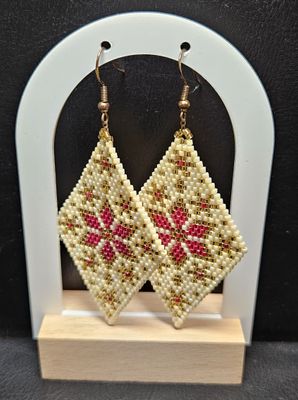 Perlenohrringe Raute Special einteilig mit Ohrhaken