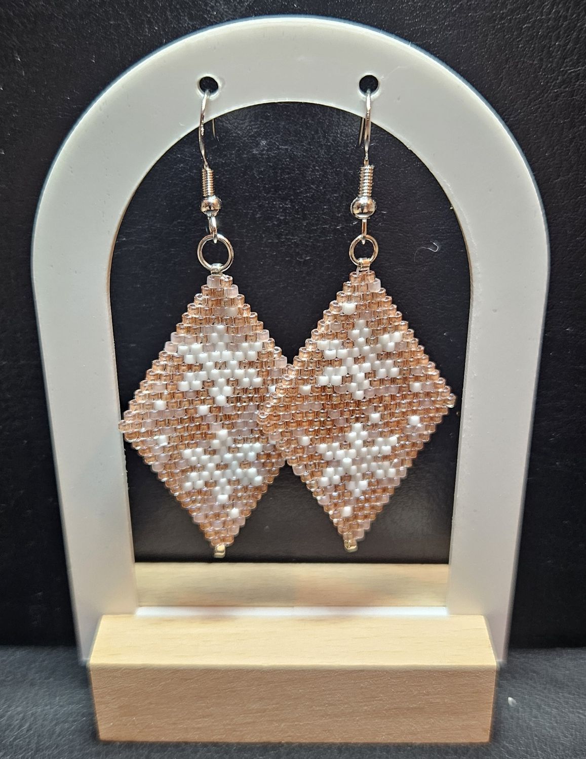 Perlenohrringe Raute Special einteilig mit Ohrhaken