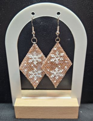 Perlenohrringe Raute Special einteilig mit Ohrhaken