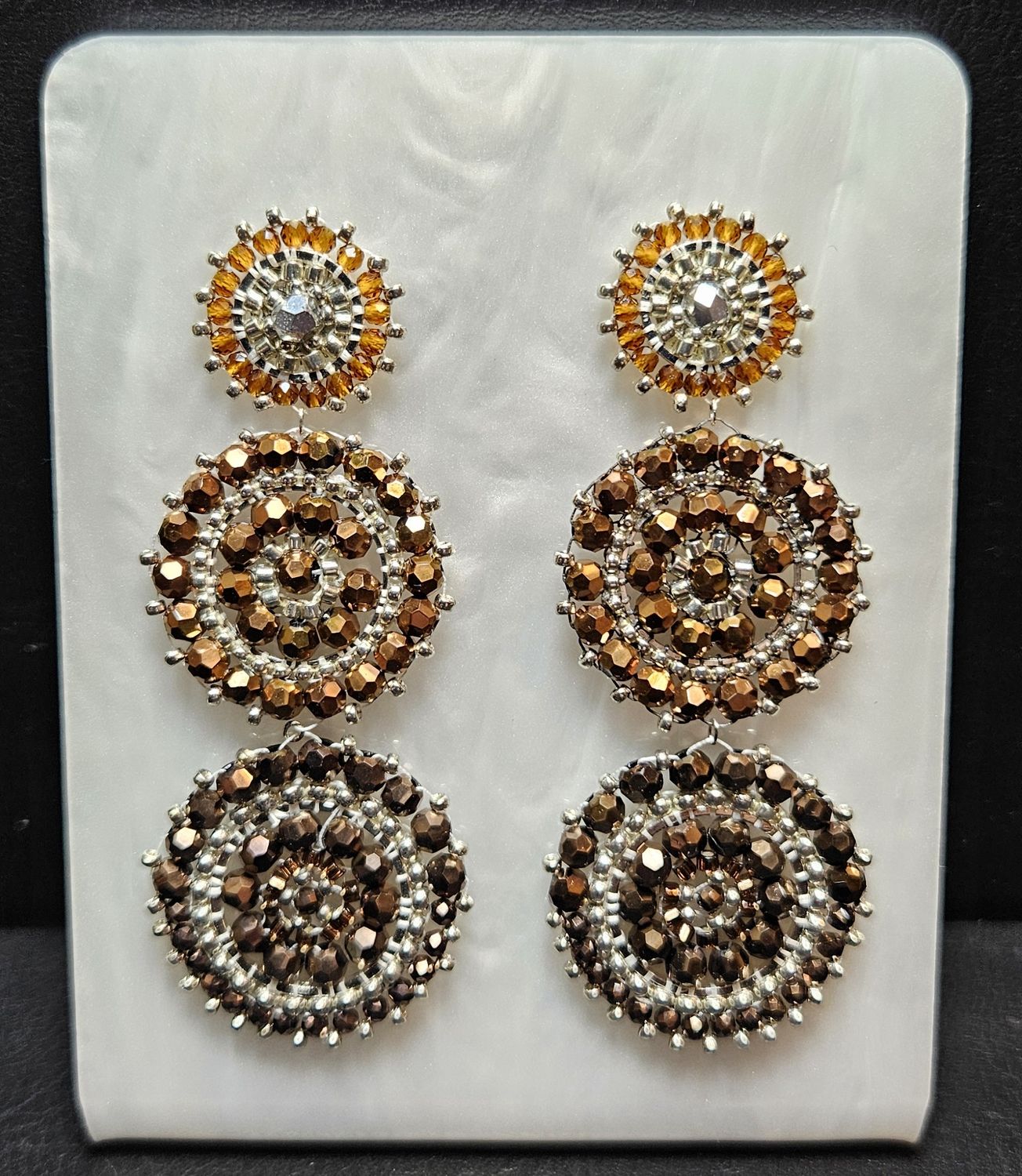 Perlenohrringe mehrteilig mit Stecker rund