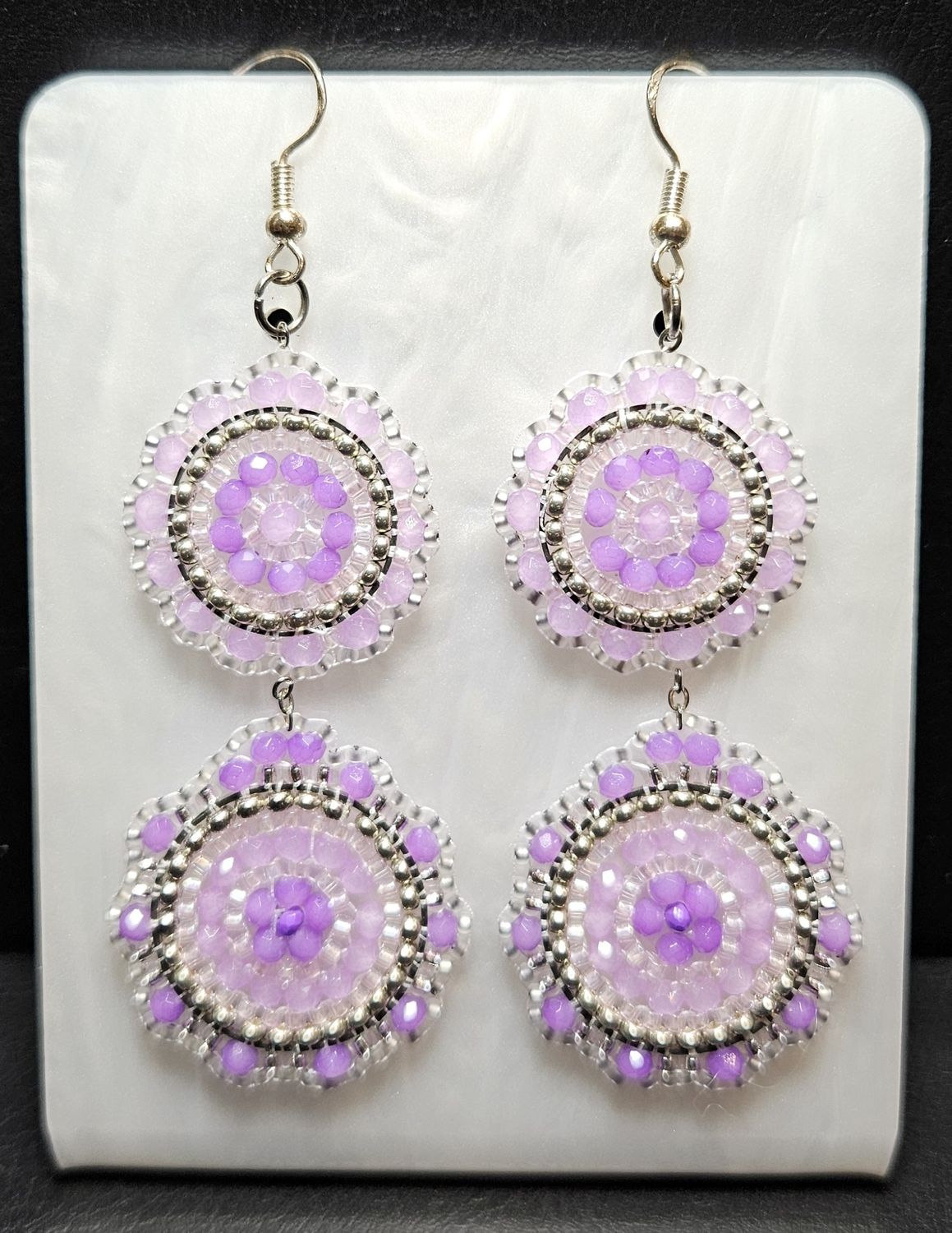 Perlenohrringe mehrteilig mit Ohrhaken rund