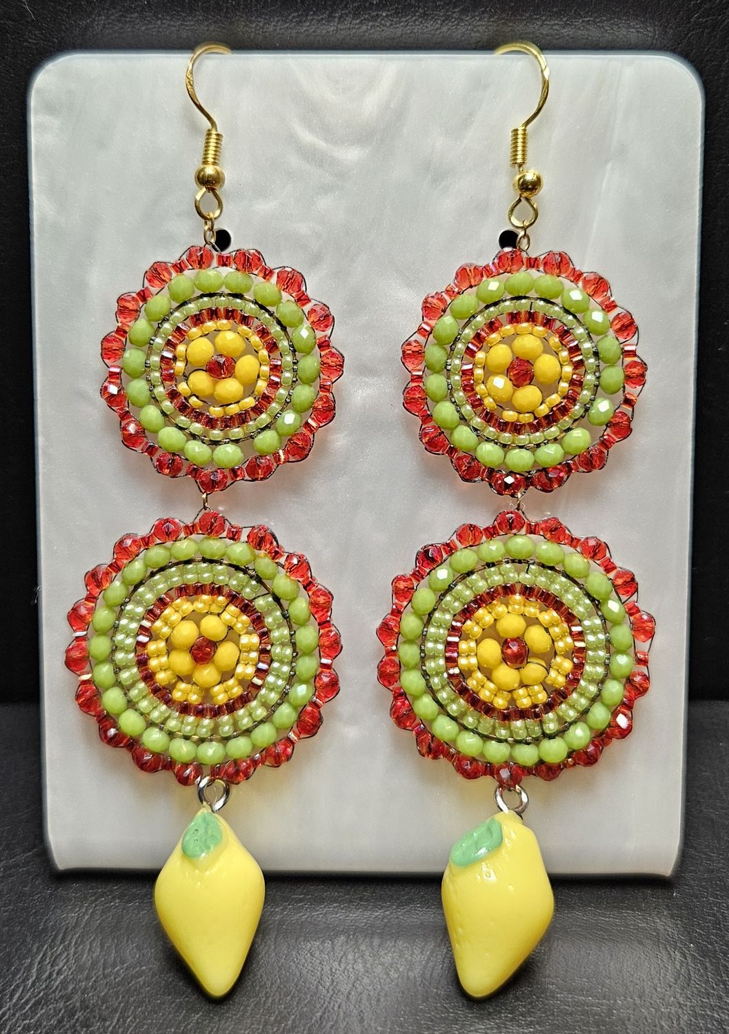 Perlenohrringe mehrteilig mit Ohrhaken rund