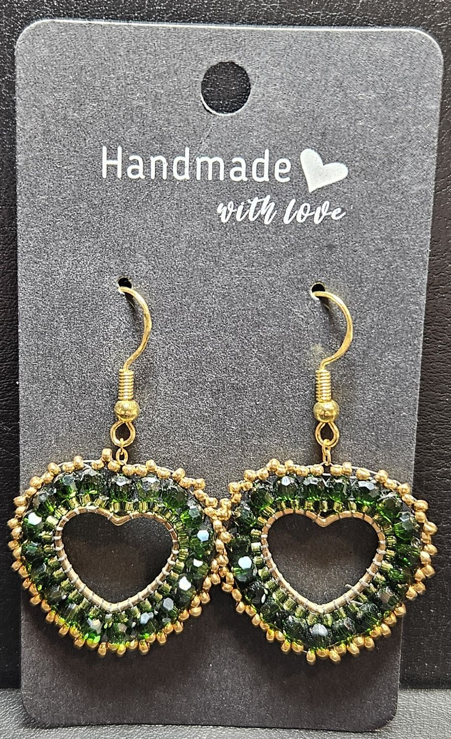 Perlenohrringe Herz einteilig mit Ohrhaken