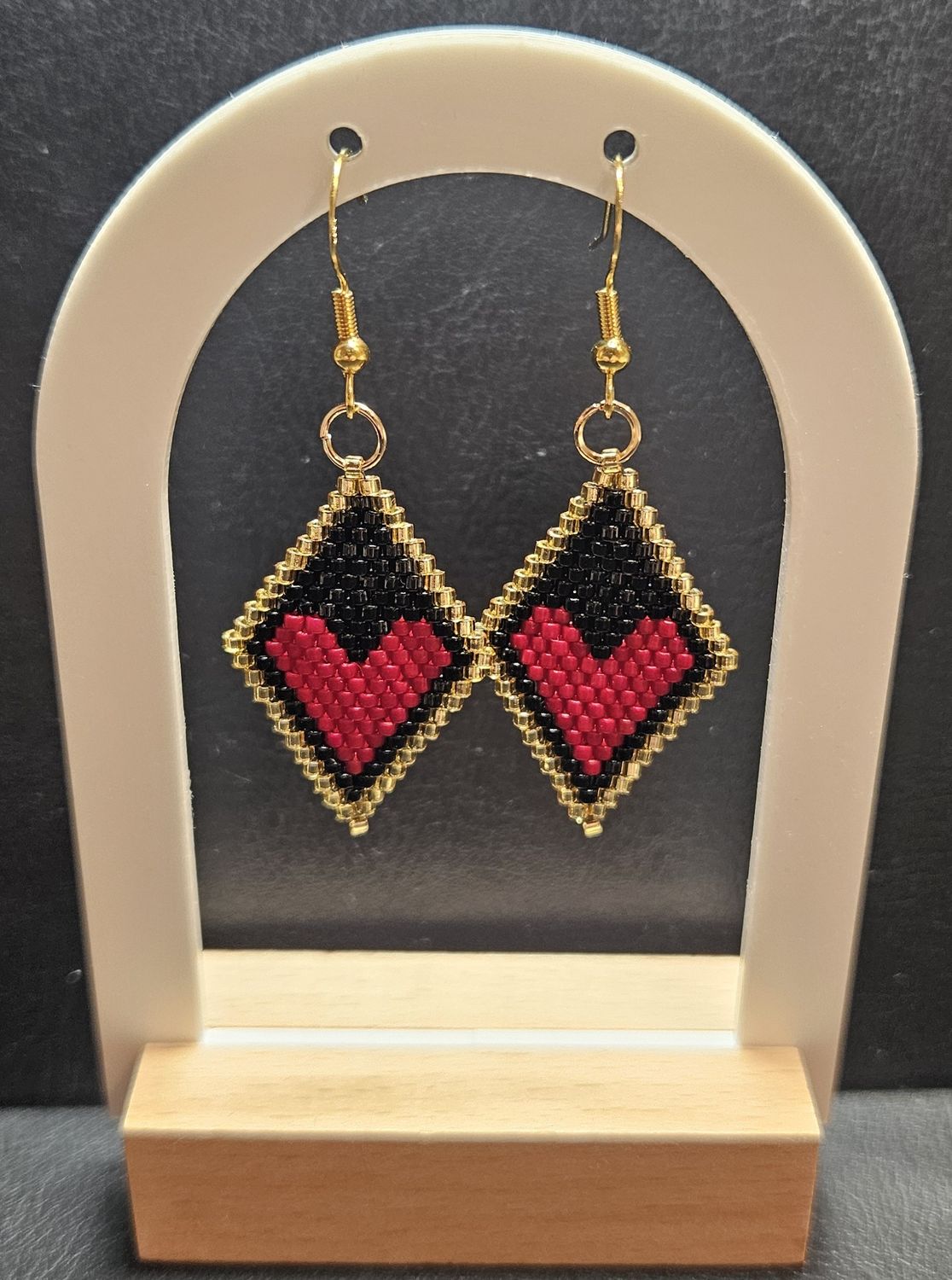 Perlenohrringe Raute einteilig mit Ohrhaken