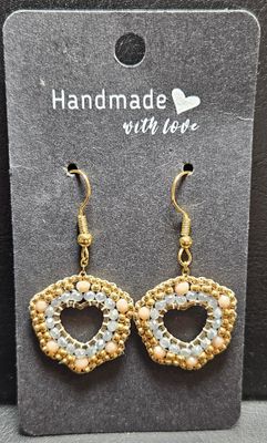 Perlenohrringe Herz einteilig mit Ohrhaken