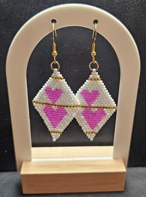 Perlenohrringe Raute einteilig mit Ohrhaken