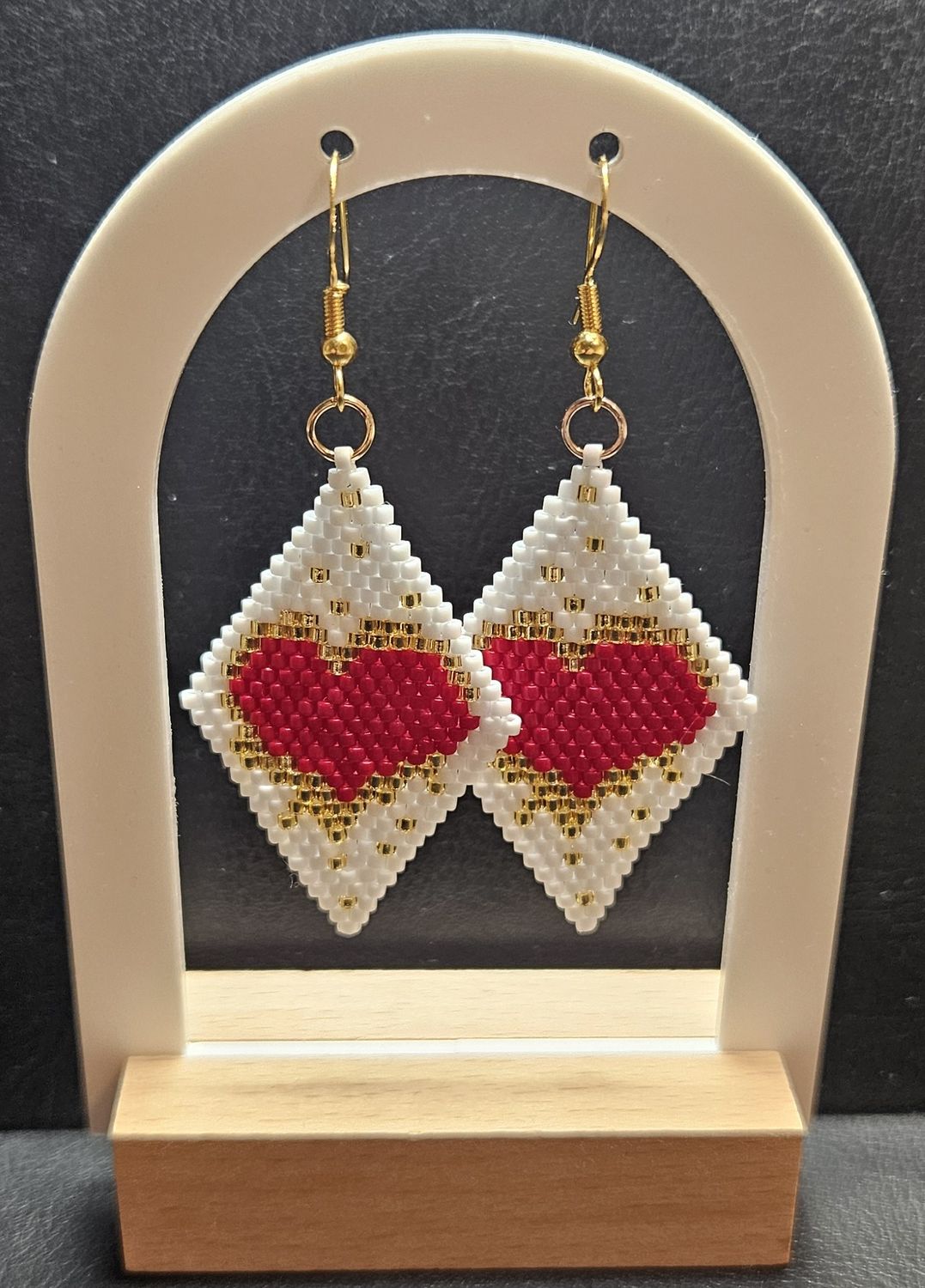 Perlenohrringe Raute einteilig mit Ohrhaken