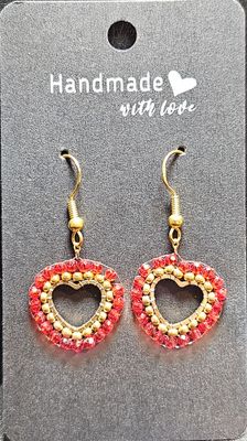 Perlenohrringe Herz einteilig mit Ohrhaken