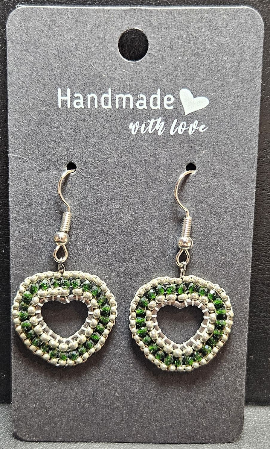 Perlenohrringe Herz einteilig mit Ohrhaken