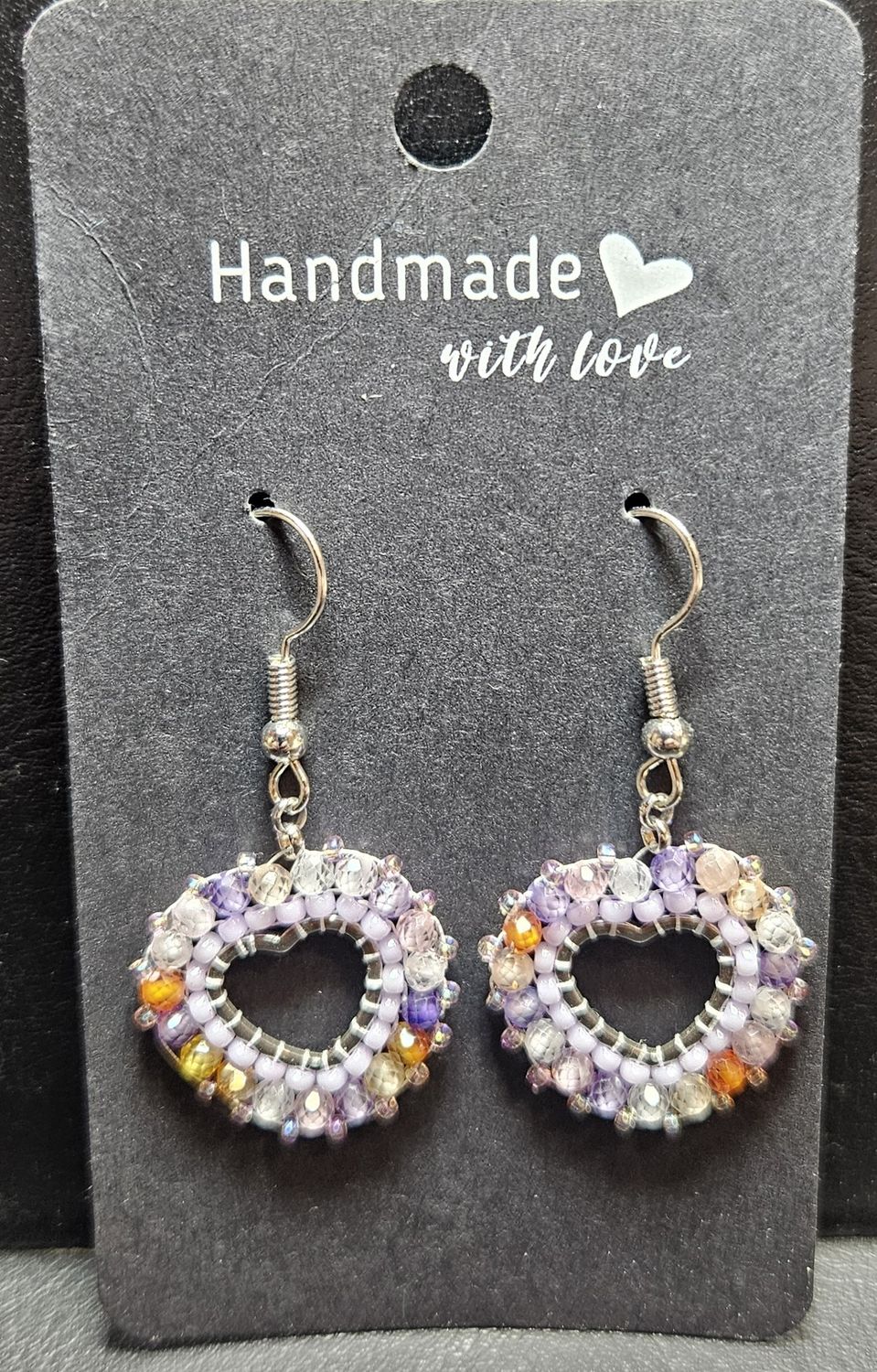 Perlenohrringe Herz einteilig mit Ohrhaken