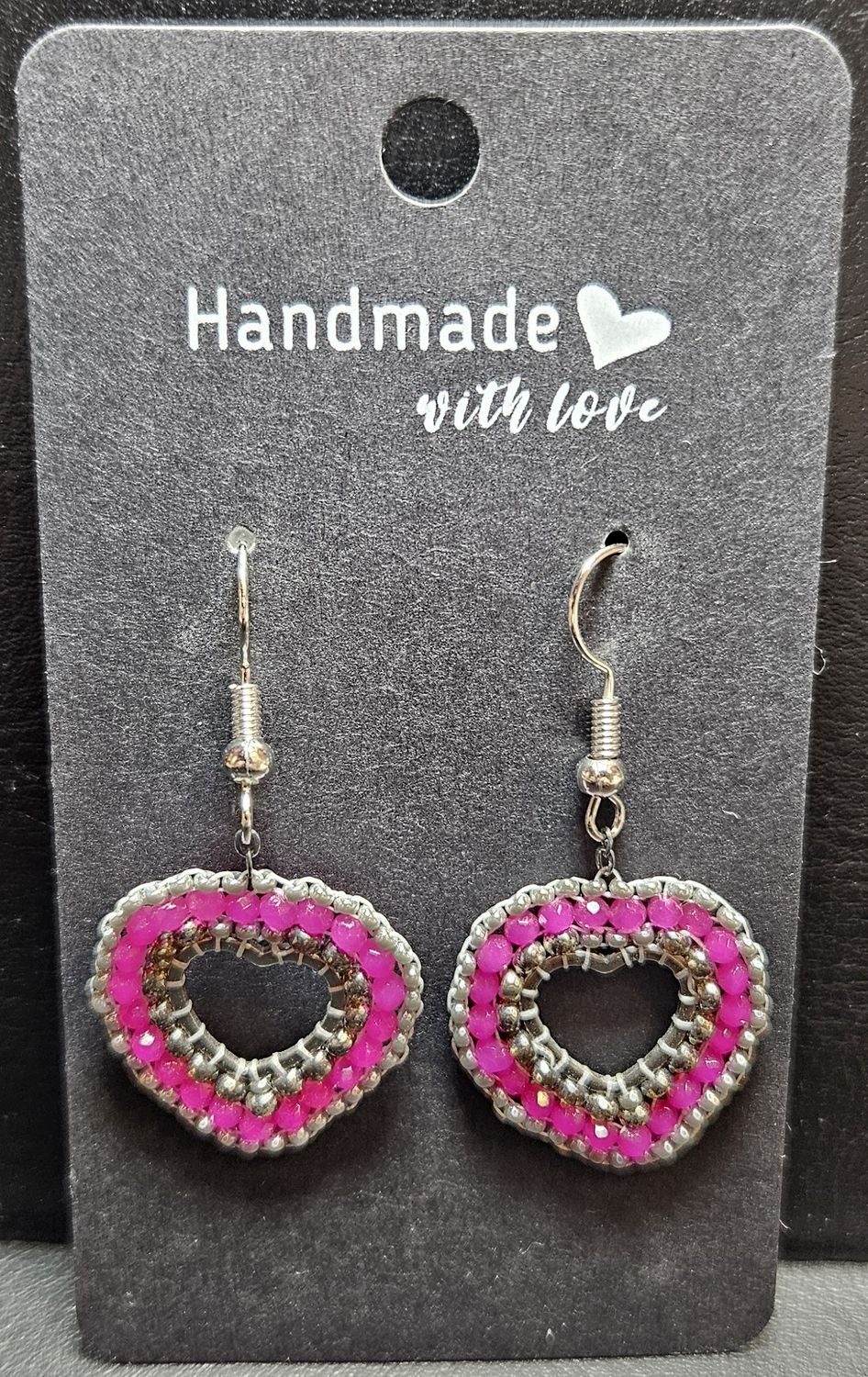 Perlenohrringe Herz einteilig mit Ohrhaken