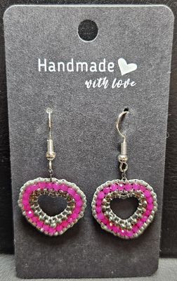 Perlenohrringe Herz einteilig mit Ohrhaken